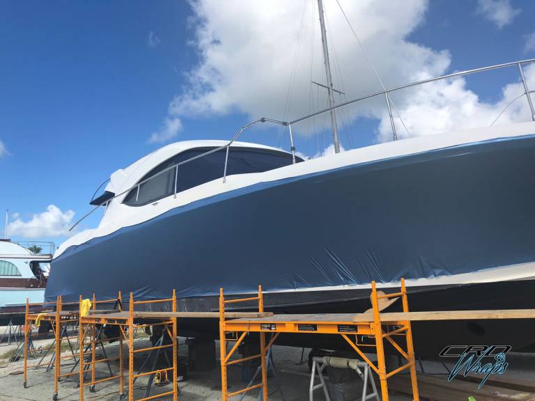 Matte Metallic Frosty Blue Hull Wrap CRD Wraps