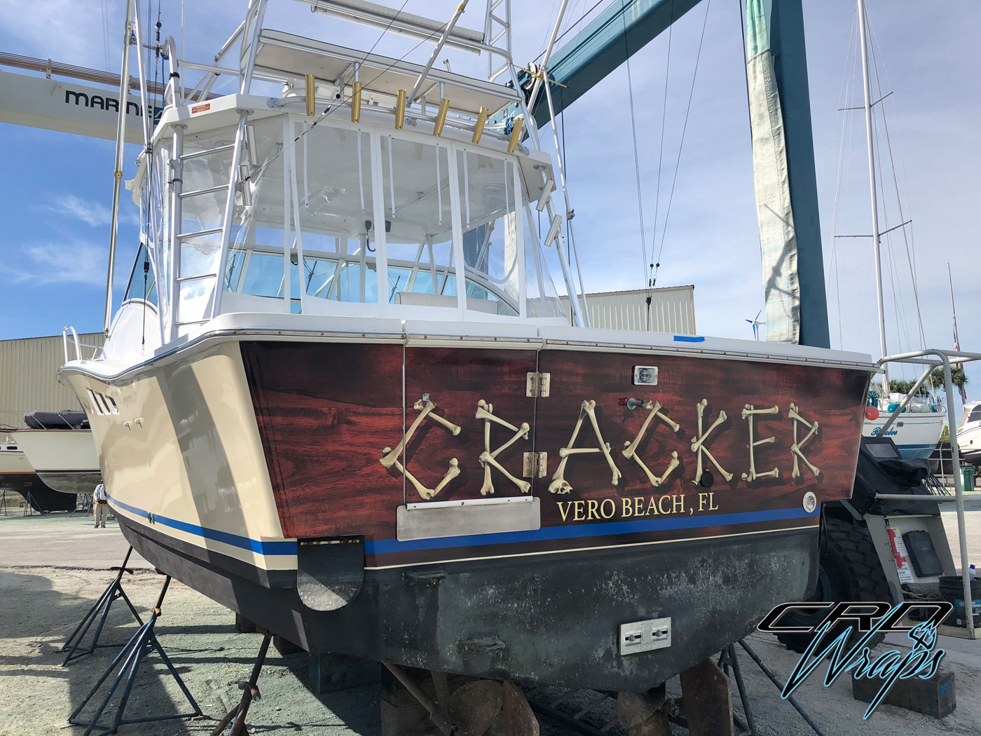 Complete Color Change Wrap with Custom Designed Transom Boat Wrap