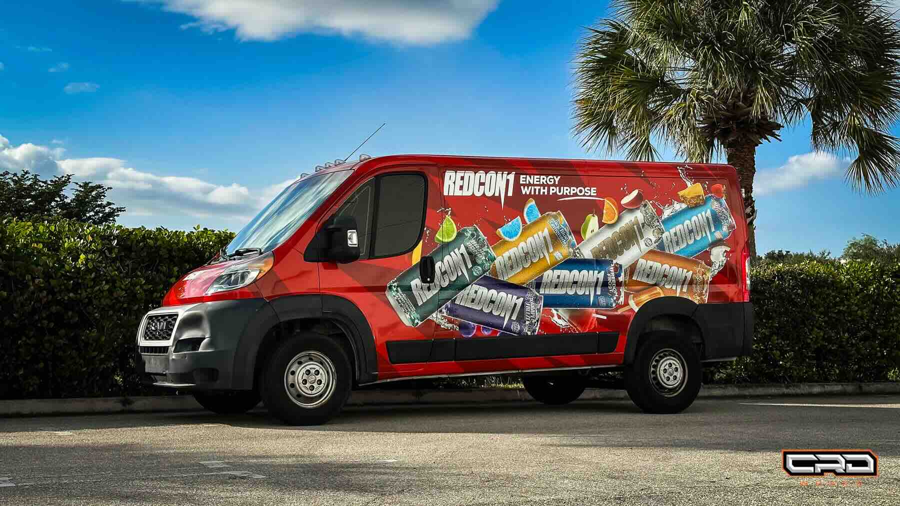 CRD Wraps professionally wrapped commercial vehicle in an office park near Boca Raton, Florida