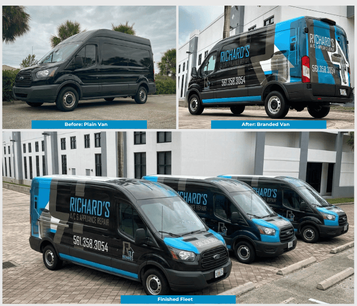 Richard's A/C partial commercial van wrap by CRD Wraps in West Palm Beach