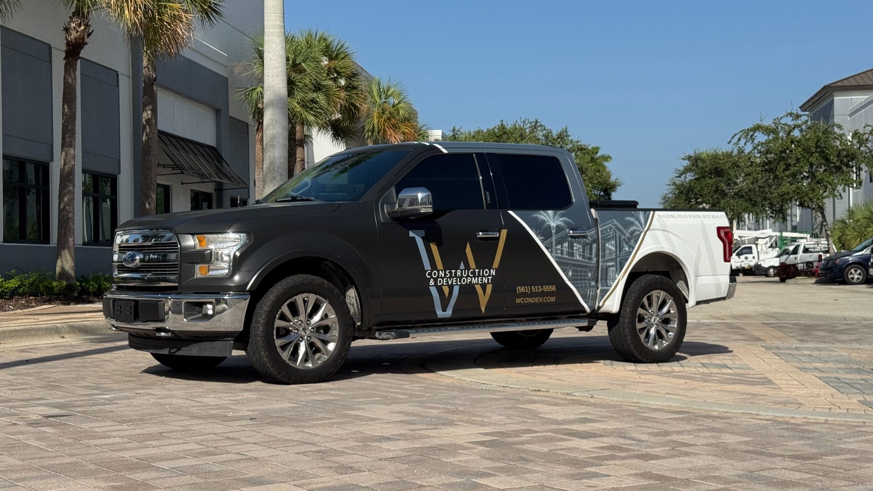 W Construction & Development Ford F-150 commercial truck wrap in Palm Beach County